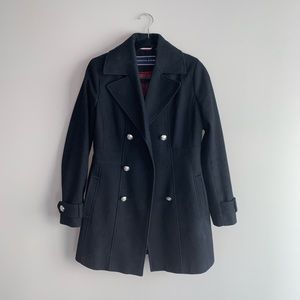 Tommy Hilfigir Black Pleated Pea Coat
